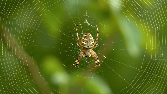 Spider Sitting On Web In Nature