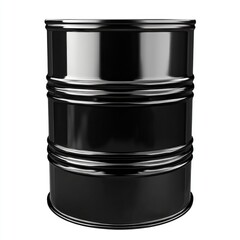 Black metal oil barrel isolated on a white background