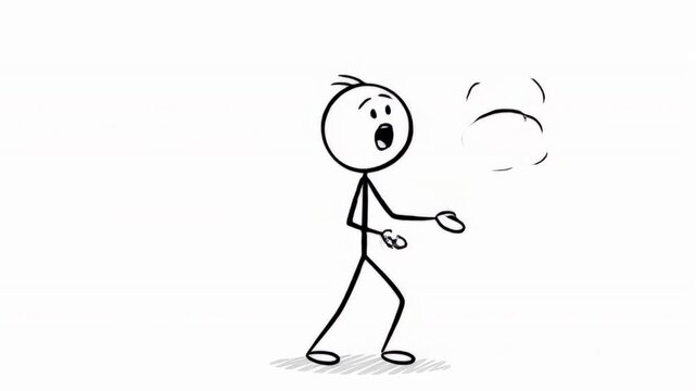 Cheerful Stick Figure Strutting Happily in a Continuous Loop Animation on Clean White Background Featuring Simple Joyful Motion for Animation Purposes Stick Figure Cartoon