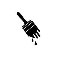 Paint Brush Silhouette with Dripping Paint