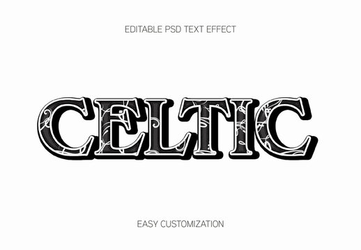 Black And White Celtic Font Ornamental Vintage Text Effect