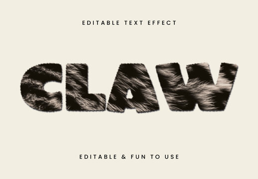 Black And White Fur Animal Font Fluffy Texture Text Effect