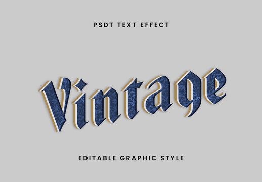 Blue And Gold Baroque Font Vintage Gothic Medieval Text Effect