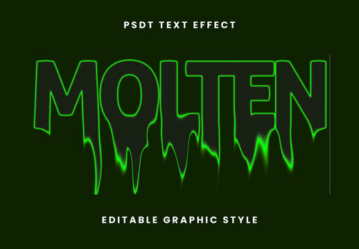 Green And Black Liquid Font Melting Neon Outlined Text Effect