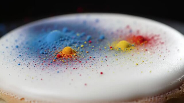 Colorful sprinkles on a white icing