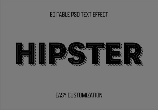 Black Hipster Font Bold Lines Outline Text Effect