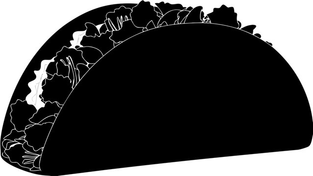 black taco with filling, side view clip art preview