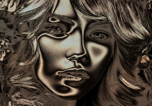 Bronze And Black Metallic Grunge Photo Effect