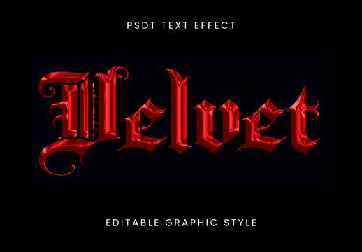 Red Metallic Velvet Medieval Font Gothic Shiny Text Effect