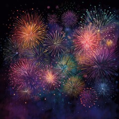 Fototapeta premium colorful fireworks celebration poster