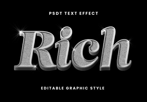 Silver Expensive Font Embossed Luxury Sparkle 3D Text Effect