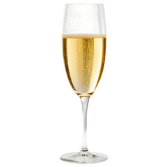 A sparkling glass of champagne, isolated on a transparent background, perfect for toasting a special occasion and celebrating lifes moments