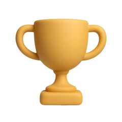 3D Golden Trophy Cup Icon Isolated on Transparent Background