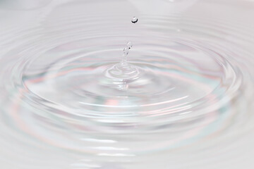 水面に落ちる水滴.