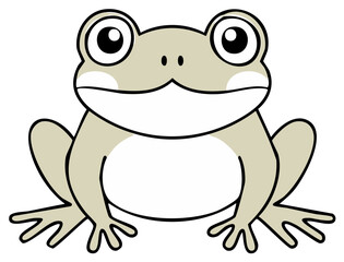 Simple flat vector illustration of a cute beige frog with big eyes