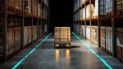 autonomous robot moving pallets in smart warehouse - Powered by Adobe