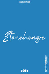 Stonehenge, UK   -Global Travel Typography Poster &ndash; Iconic Tourist Attraction and Monument Text Vector