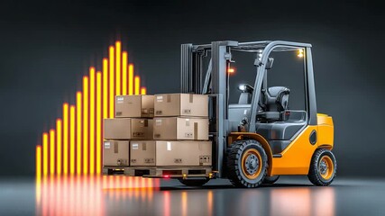 industrial forklift moving boxes with growing business chart - Powered by Adobe
