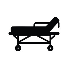 Medical Gurney Illustration A symbol of hospital emergency services equipment availability, Medical emergency gurney silhouette vector illustration