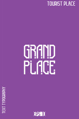  Famous World Landmarks Cursive Typography Vector Design – Tourist Place Lettering Art - Grand Place Belgium