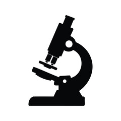 Silhouette of a microscope, representing science, investigation, and laboratory equipment, Microscope machine silhouette vector illustration