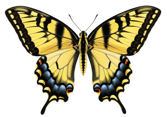 Fototapeta premium Yellow eastern tiger swallowtail butterfly isolated on transparent background