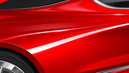 Fototapeta premium Red car side view, glossy finish