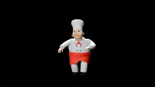 3d render chef dancing Salsa dance. prores 4444