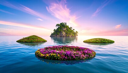 Ocean island surreal scene