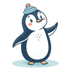 Black and White Penguin Silhouettes: Vector Art of Antarctic Birds in Various Poses
