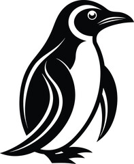 Black and White Penguin Silhouettes: Vector Art of Antarctic Birds in Various Poses
