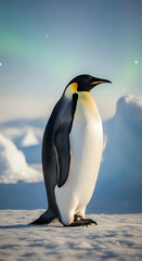 Emperor Penguin Standing on Snowy Antarctic Ground