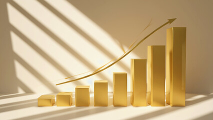 Bar graph rising loop with soft motion and shadows illustration. Ai generated.