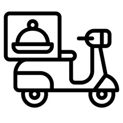 Scooter food delivery icon in line style, suitable for food delivery, fast food, and restaurant concept illustrations