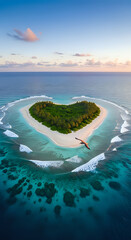 Heart-Shaped Island Surrounded by Shimmering Waters