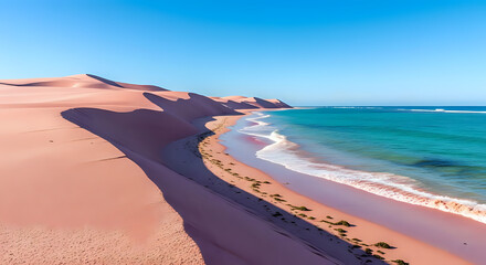 Stunning Aerial View of Pink Sand Beach and Clear Blue Water