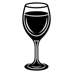 Black silhouette illustration of a glass of wine isolated on white background suitable for professional vector design,
Wine glass silhouette vector illustration,
Minimalist black wine icon,
Clean mode