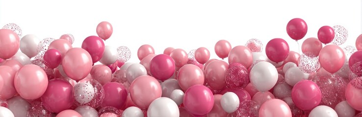 Pink and white balloons in a celebratory cluster