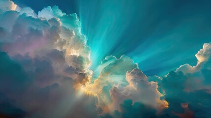 Dramatic clouds illuminated by sunlight.