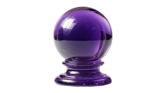 Purple glass sphere on pedestal