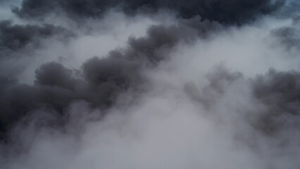 Black fog rising and dissolving in abstract slow motion themed background illustration. Ai generated.