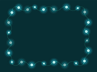 A stylish festive frame made of glowing string lights on a dark background, perfect for holiday cards, invitations, and seasonal designs.