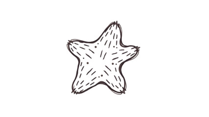 Starfish drawing with simple lines and dots, minimalistic marine life illustration with playful and artistic style