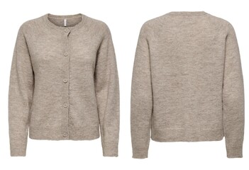 sweater on white background, top view, with flat lay. Fashion Lady Clothes Set: Trendy and Cozy...