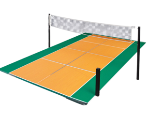 Professional volleyball ground with net and court lines isolated PNG