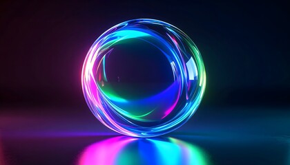Vibrant Neon Orb with Intricate Light Patterns