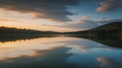 The Serene Lake Reflection: A Perfect Mirror of the Sky