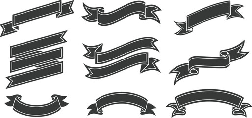 Vector art of collection of elegant ribbon banners for various design purposes