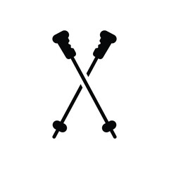 Black solid icon for ski pole