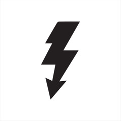 Black silhouette lightning bolt icon with a simple geometric style. Perfect for representing power, energy, electricity, or speed in modern graphic design